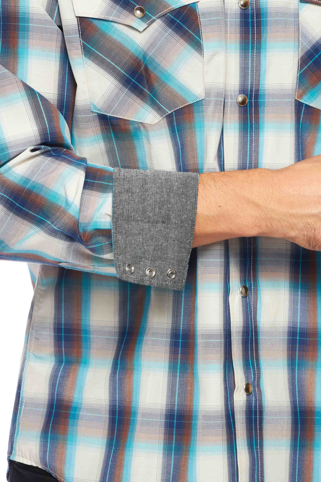 Men's Western Long Sleeve Pearl Snap Plaid Shirt-PS400-409 - Rodeo Clothing wholesale 