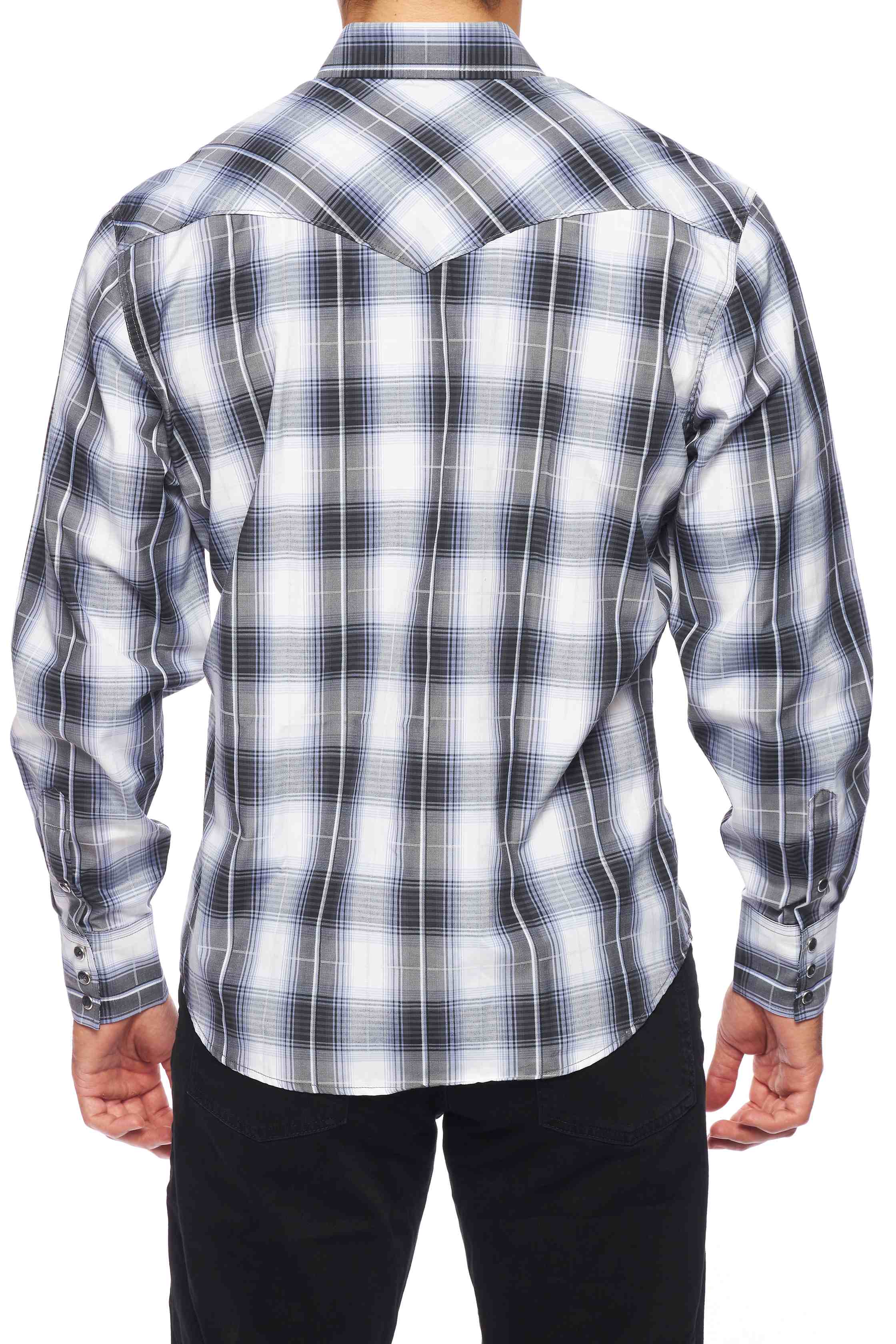 Men's Western Long Sleeve Pearl Snap Plaid Shirt-PS400-486 - Rodeo Clothing wholesale 