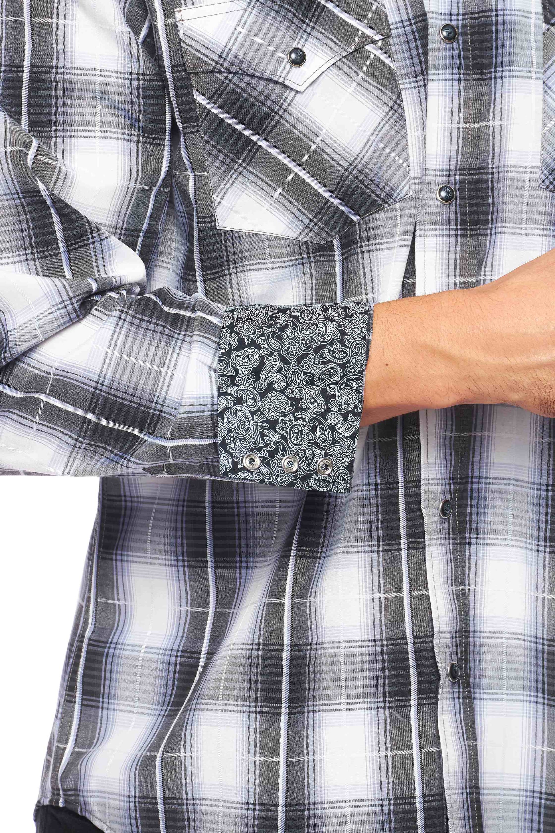 Men's Western Long Sleeve Pearl Snap Plaid Shirt-PS400-486 - Rodeo Clothing wholesale 
