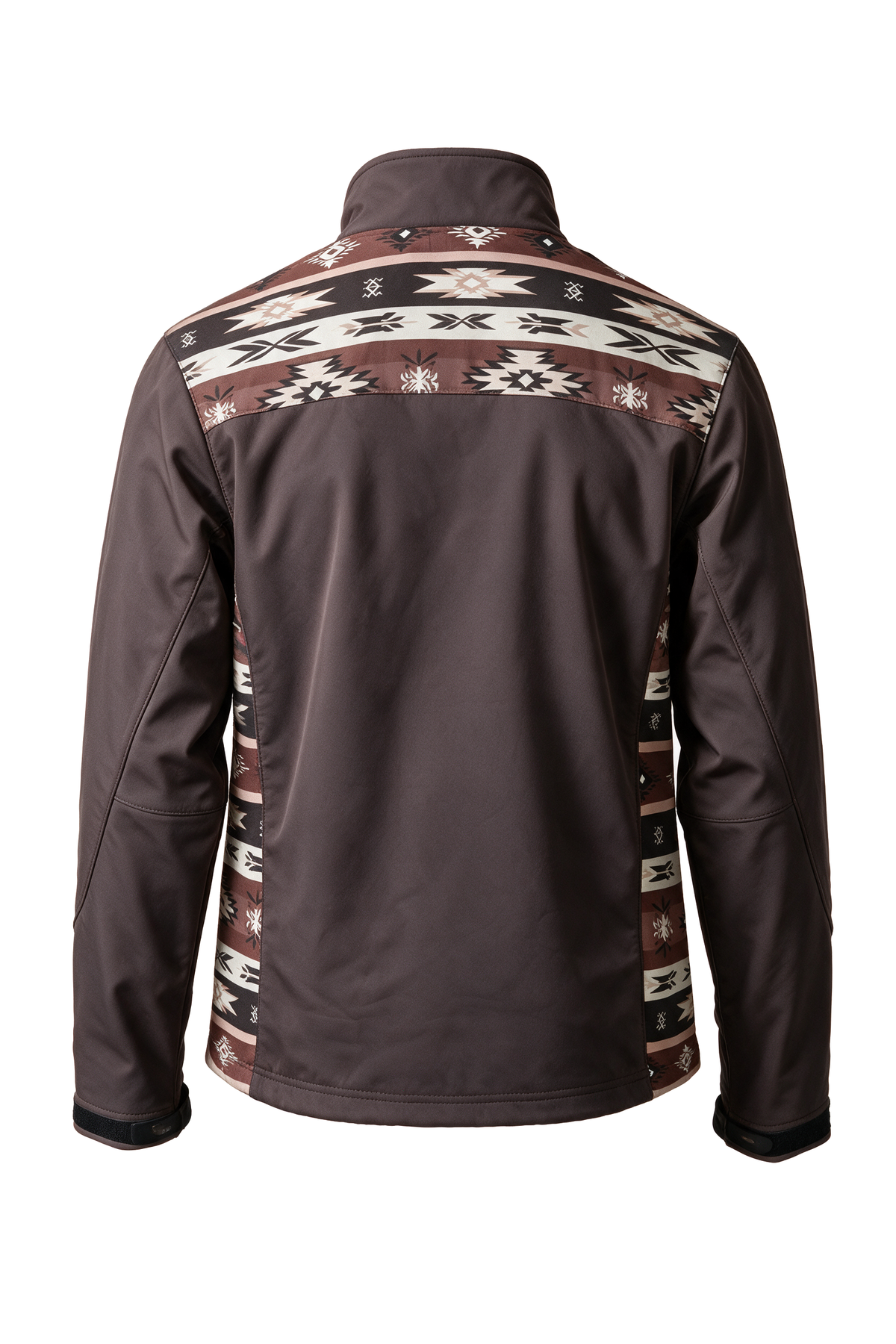 Men's Soft Shell Bonded Jacket With Western Aztec Print-NJ650EMB-AZ-BROWN-KHAKI