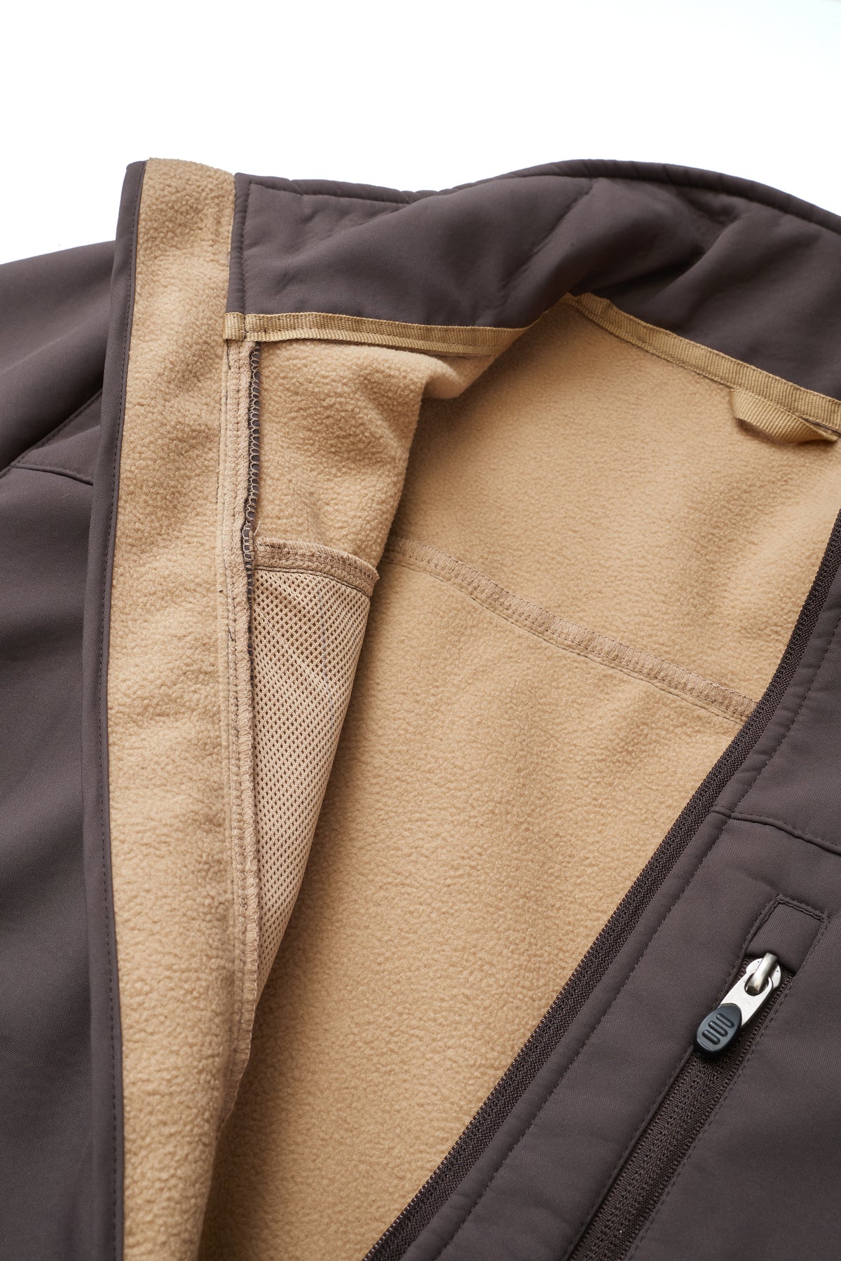 Men's Soft Shell Bonded Jacket With Western Aztec Print-NJ650EMB-AZ-BROWN-KHAKI