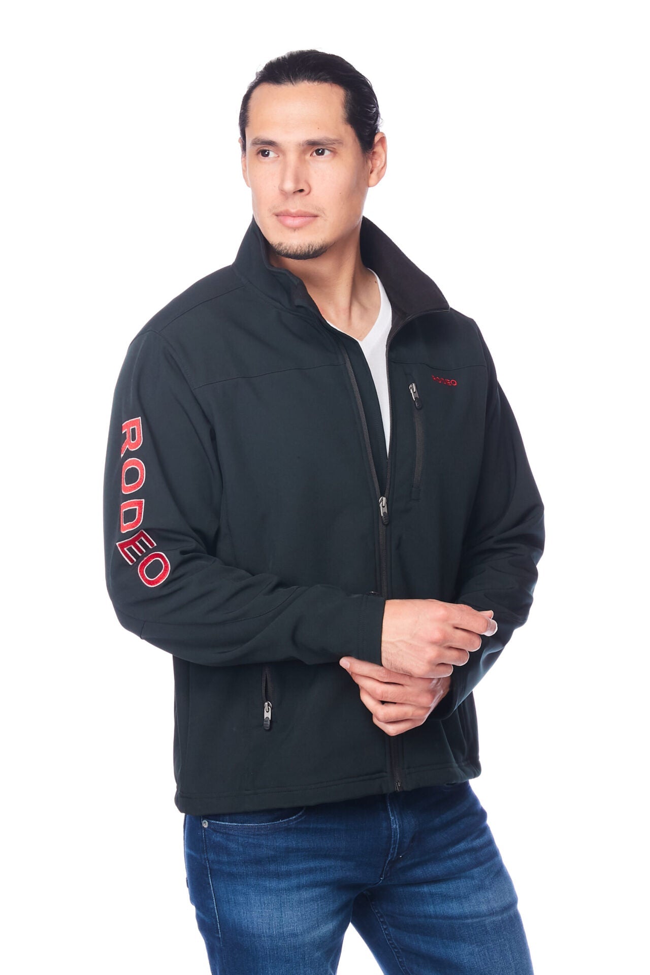 Men's Soft Shell Bonded Jacket With Embroidery-NJ650-EMB-BLACK-RED - Rodeo Clothing wholesale 