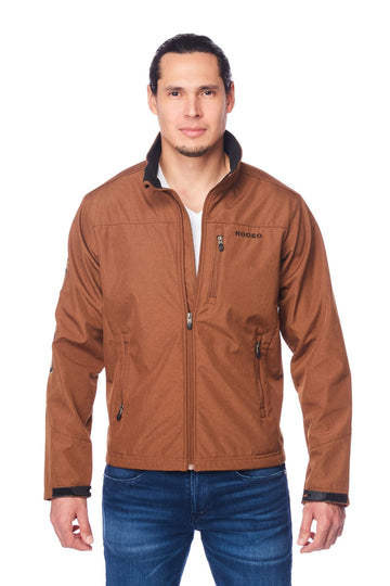 Men's Soft Shell Bonded Jacket-NJ650-EMB-COGNAC-BLACK - Rodeo Clothing wholesale 