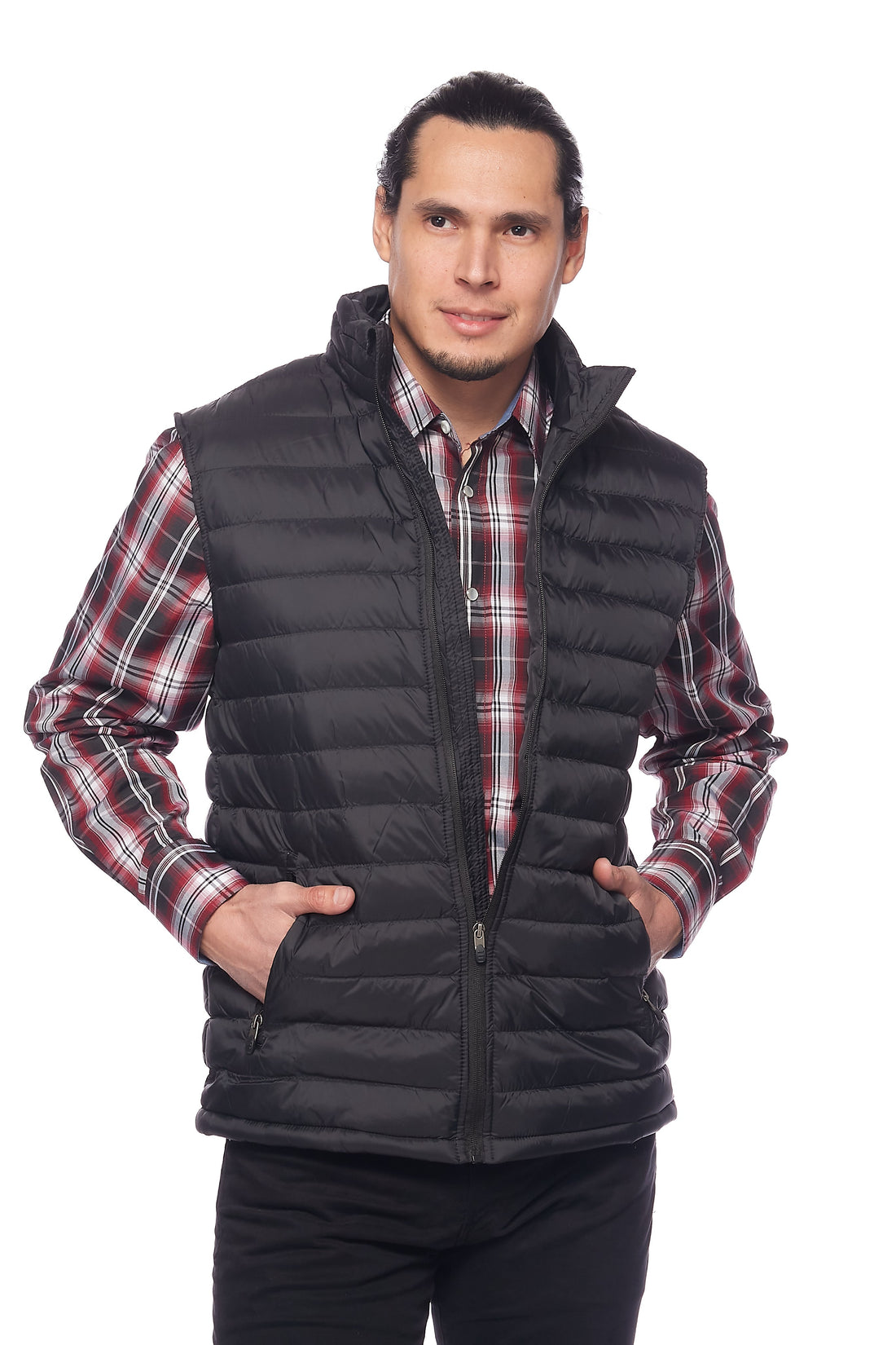 Men's Puffer Workwear/Streetwear Sleeveless Vest-NV640-BLACK/BLACK - Rodeo Clothing wholesale 