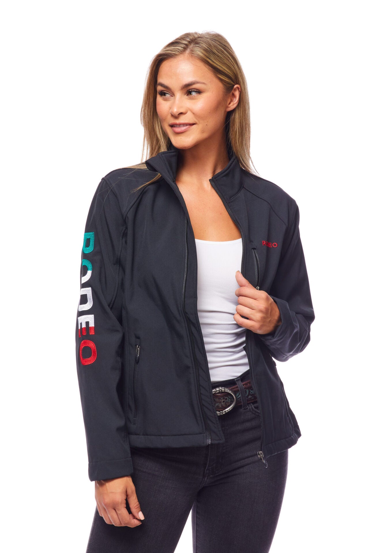 Women's Rodeo Embroidery Sports Jackets -LJ650-EMB-BLKMEX - Rodeo Clothing wholesale 