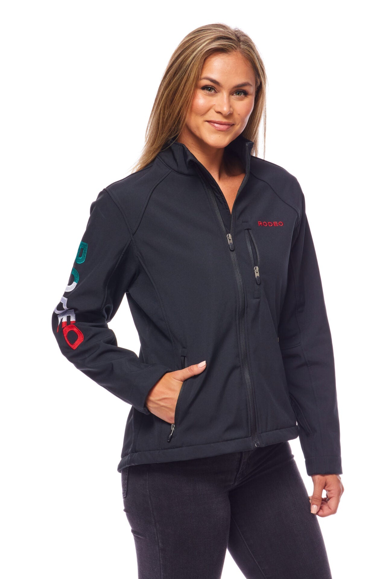Women's Rodeo Embroidery Sports Jackets -LJ650-EMB-BLKMEX - Rodeo Clothing wholesale 