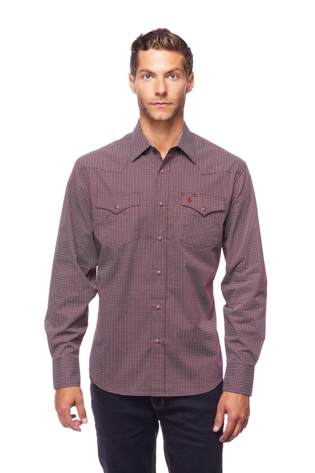 Men's Western Pearl Snap Print Shirt-PS100L-125 - Rodeo Clothing wholesale 