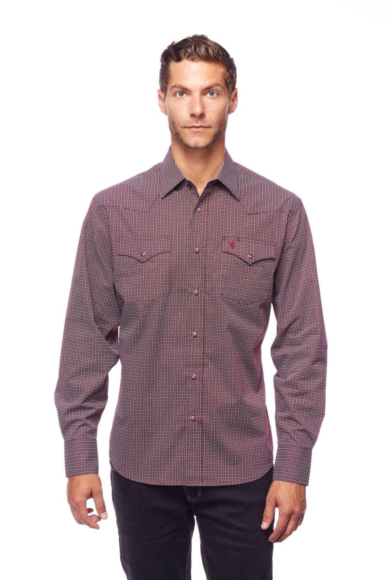 Men's Western Pearl Snap Print Shirt-PS100L-125 - Rodeo Clothing wholesale 