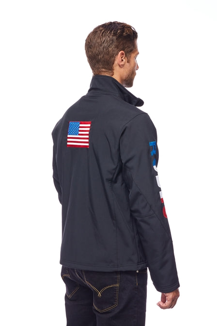 Men's Soft Shell Bonded Jacket-NJ650-EMB-USA Flag - Rodeo Clothing wholesale 