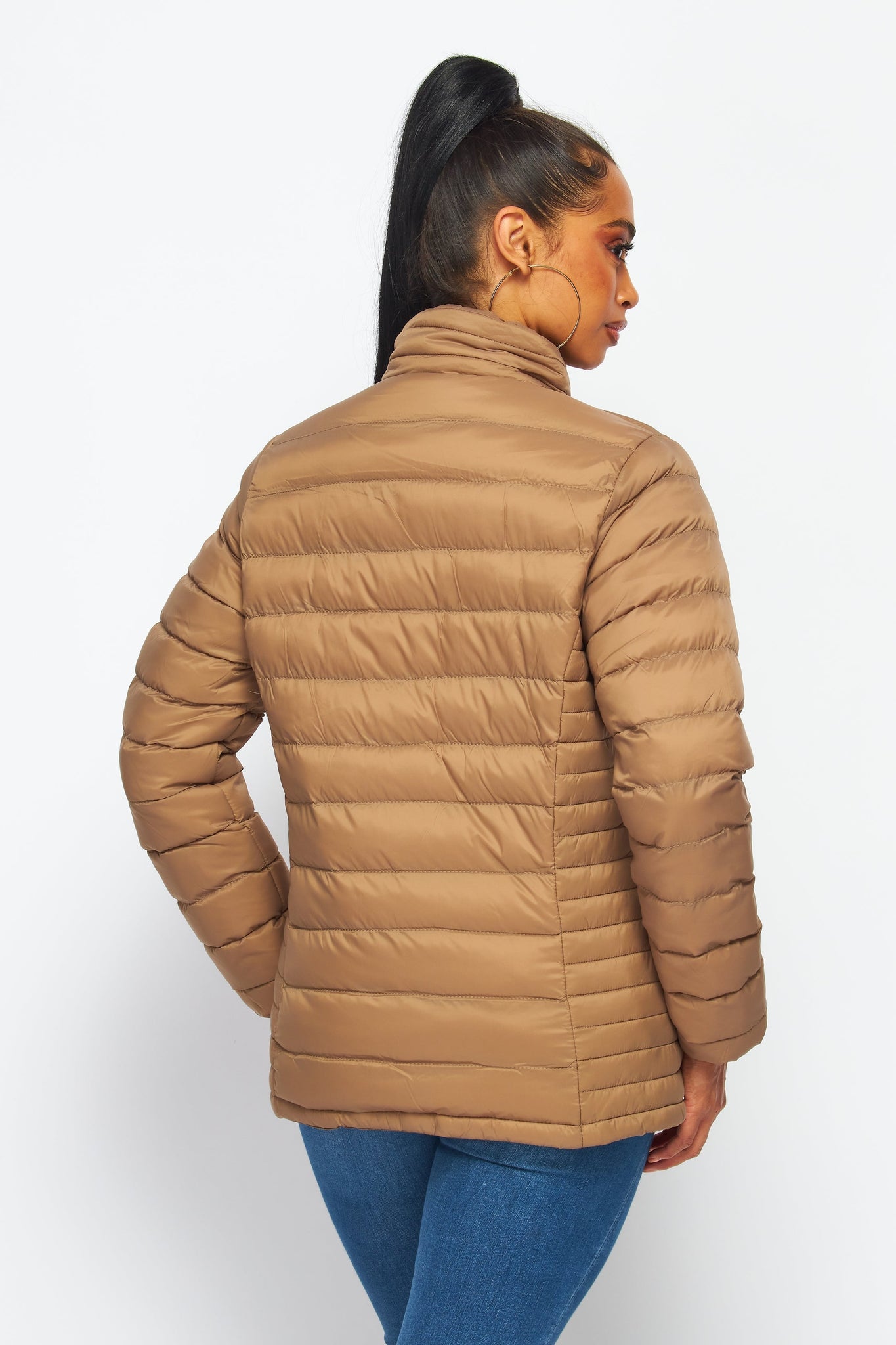 Women's Soft Coated Winter Puffer Jackets-LJ640 - KHAKI