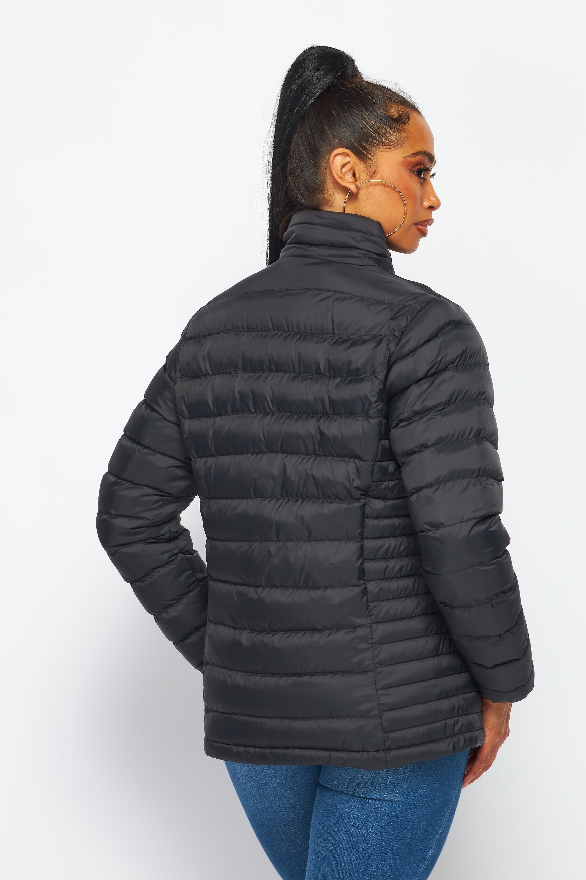 Women's Soft Coated Winter Puffer Jackets-LJ640-BLACK - Rodeo Clothing wholesale 