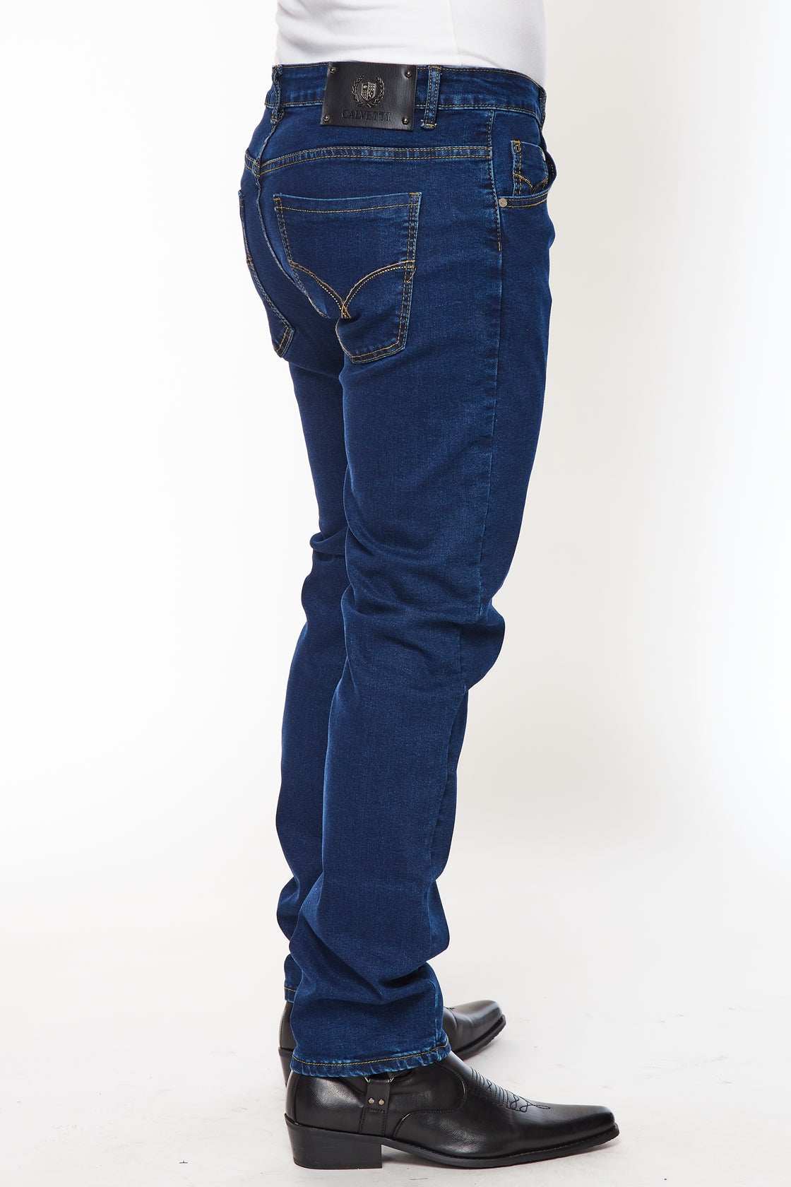 Men's Super Comfortable Skinny Fit Jeans-HLP-502 DKBLUE - Rodeo Clothing wholesale 
