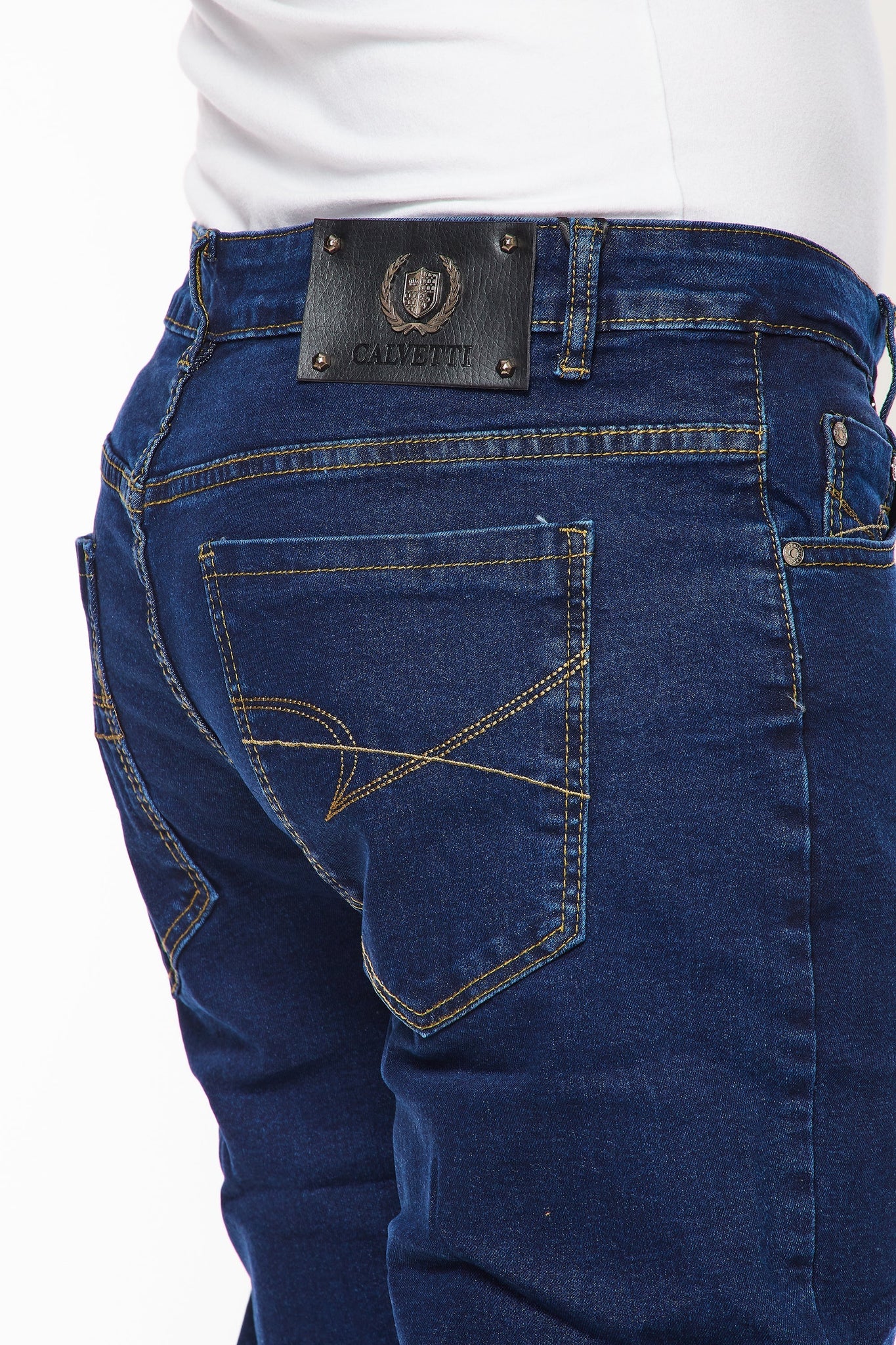 Men's Super Comfortable Straight Fit Jeans-HLP-504 DKBLUE