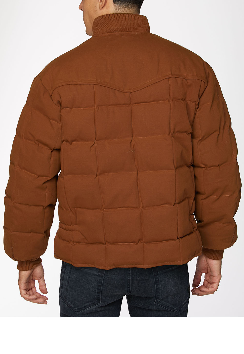 Men's Canvas Quilted Puffer Jacket-ACJ29-Cognac - Rodeo Clothing wholesale 