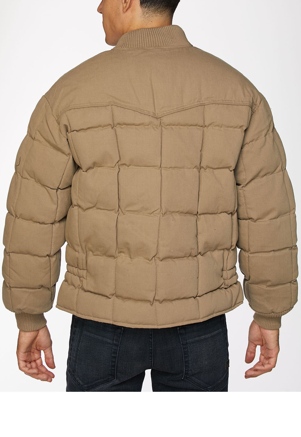 Men's Canvas Quilted Puffer Jacket-ACJ29-Khaki - Rodeo Clothing wholesale 