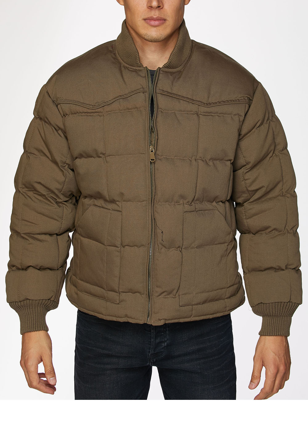 Men's Canvas Quilted Puffer Jacket-ACJ29-Mushroom - Rodeo Clothing wholesale 