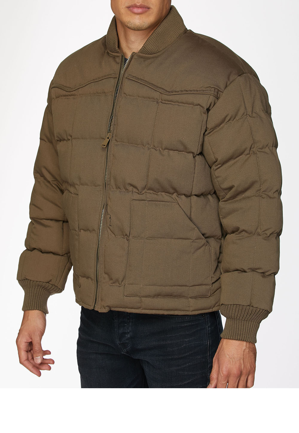 Men's Canvas Quilted Puffer Jacket-ACJ29-Mushroom - Rodeo Clothing wholesale 