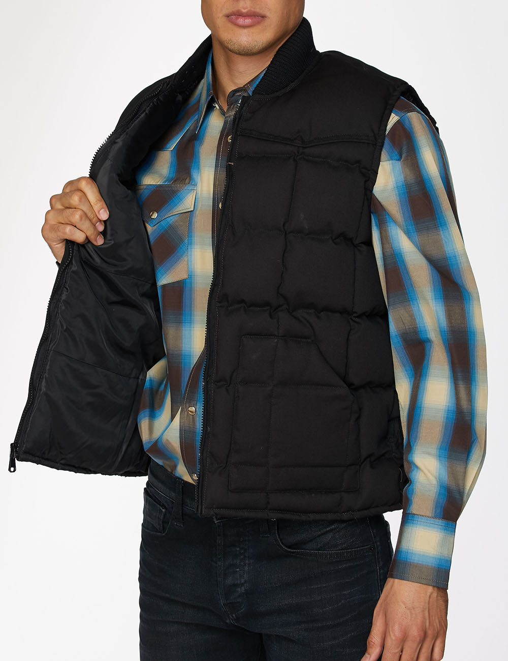 Men's Canvas Quilted Sleeveless Vest-ACV29-Black - Rodeo Clothing wholesale 