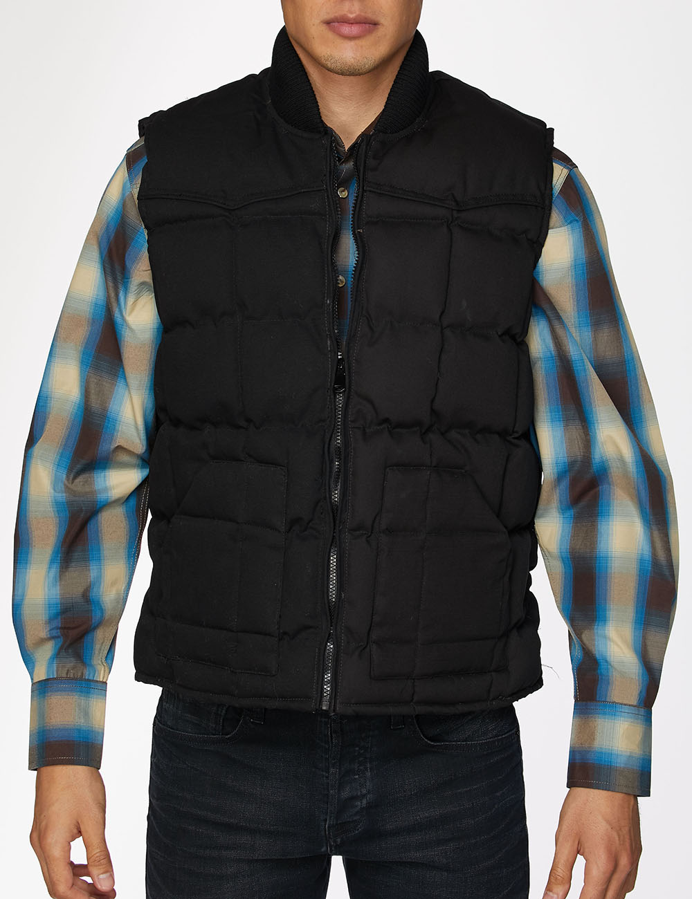 Men's Canvas Quilted Sleeveless Vest-ACV29-Black - Rodeo Clothing wholesale 