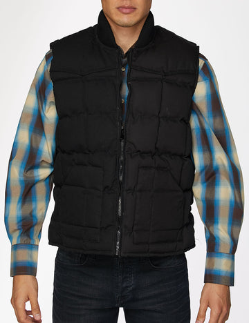 Men's Canvas Quilted Sleeveless Vest-ACV29-Black - Rodeo Clothing wholesale 