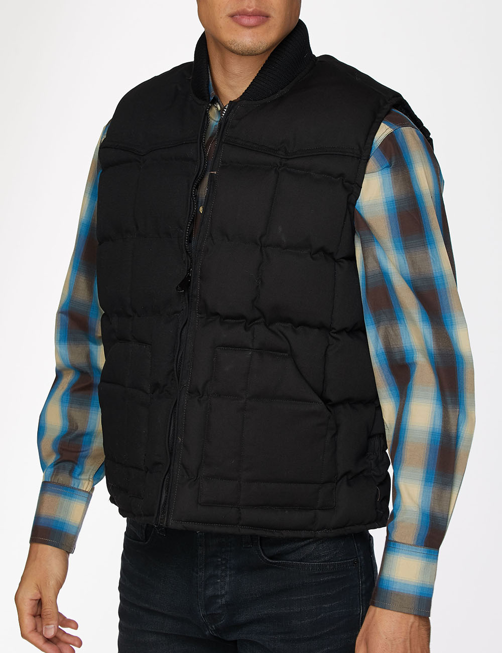 Men's Canvas Quilted Sleeveless Vest-ACV29-Black - Rodeo Clothing wholesale 
