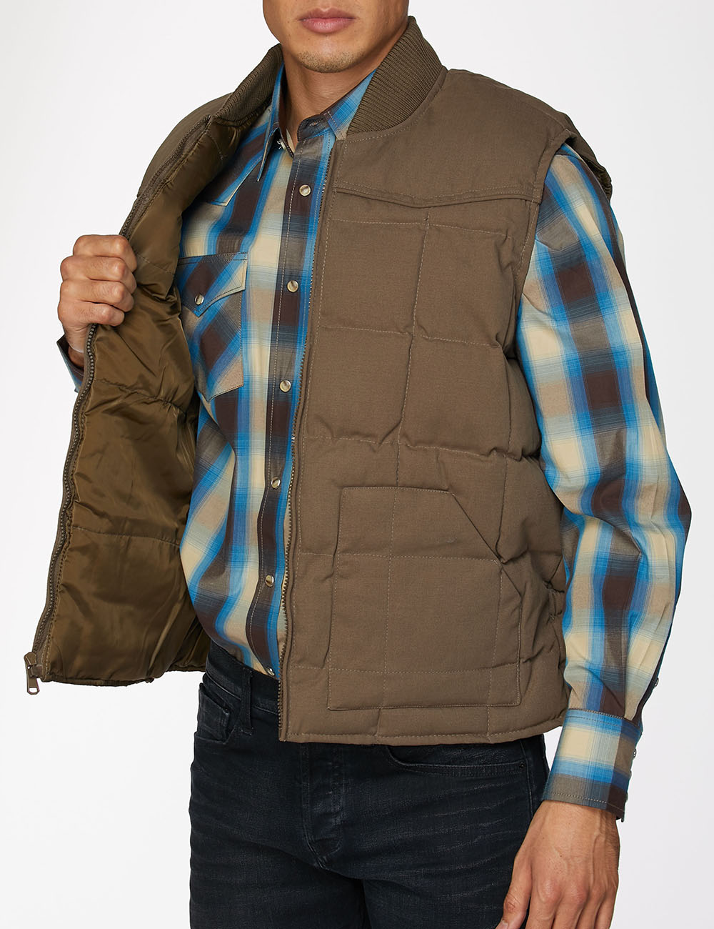 Men's Canvas Quilted Sleeveless Vest-ACV29-Mushroom - Rodeo Clothing wholesale 