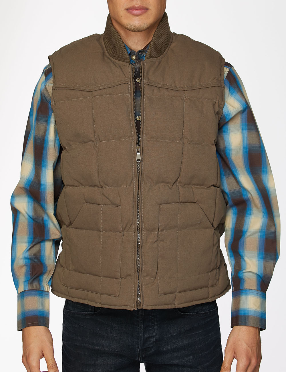 Men's Canvas Quilted Sleeveless Vest-ACV29-Mushroom - Rodeo Clothing wholesale 