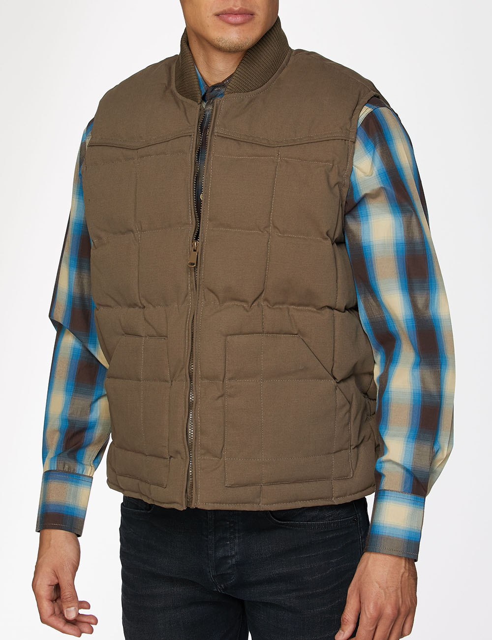 Men's Canvas Quilted Sleeveless Vest-ACV29-Mushroom - Rodeo Clothing wholesale 