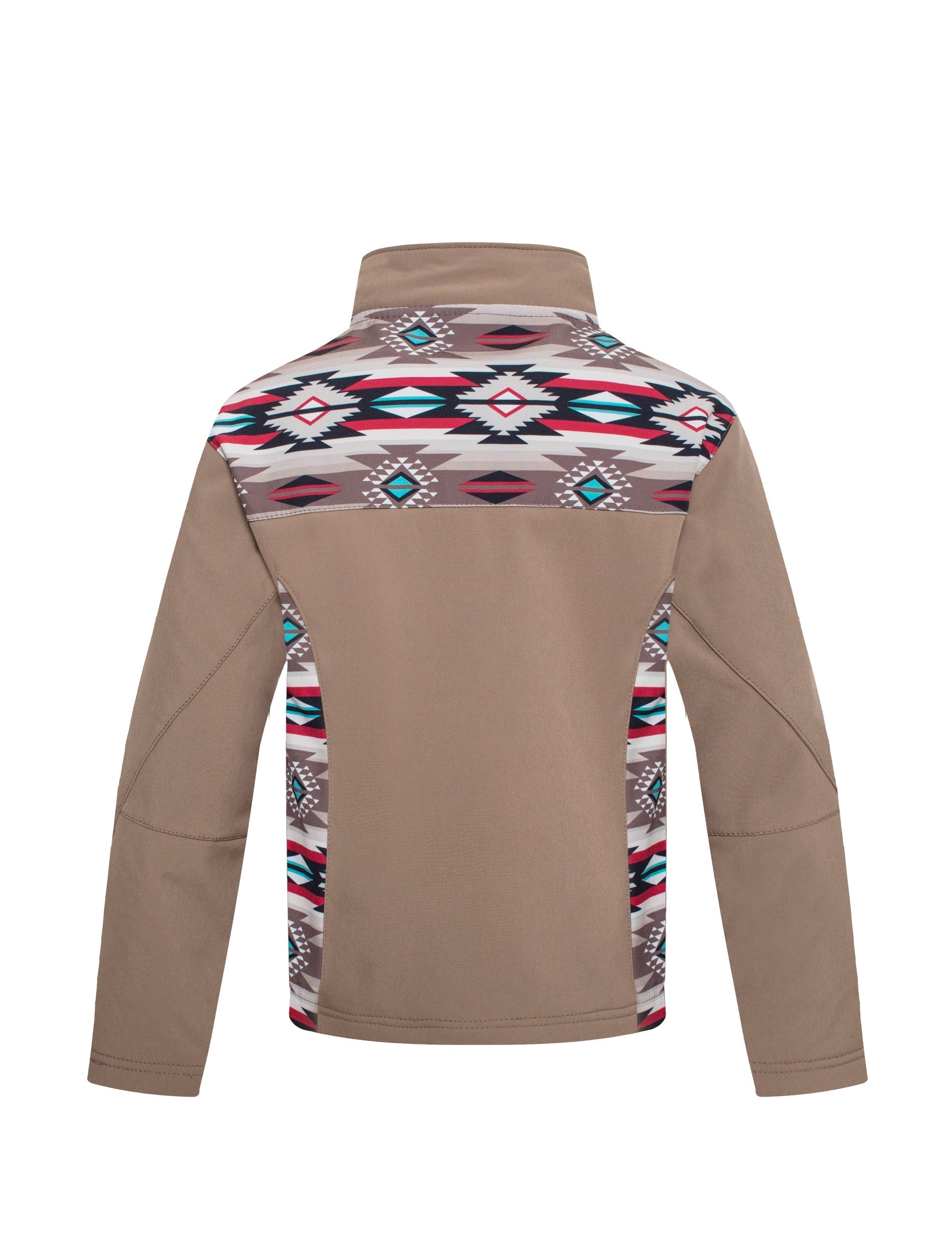 Boys Soft Shell Aztec Print Jacket -BNJ650-AZ-KHAKI/BROWN