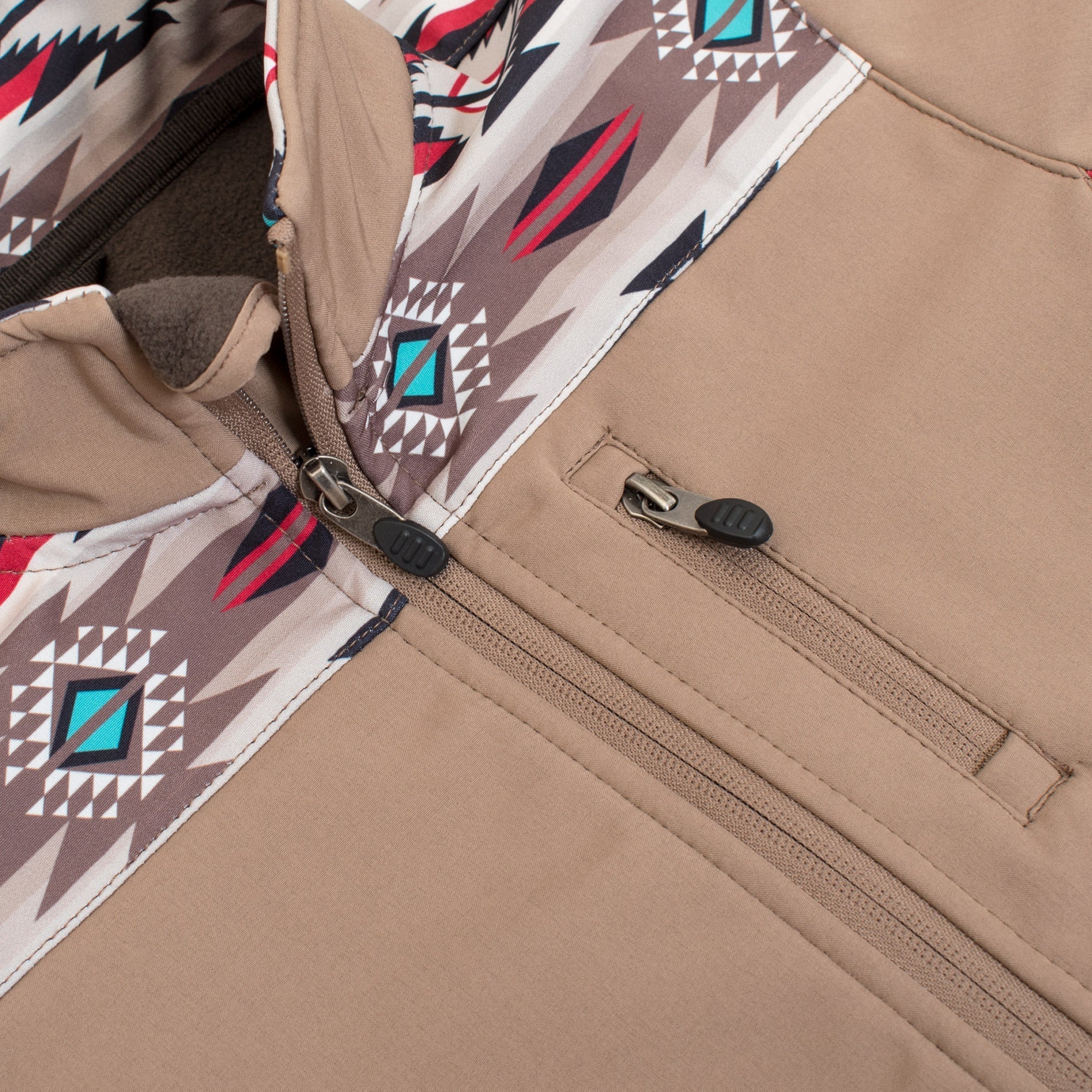 Boys Soft Shell Aztec Print Jacket -BNJ650-AZ-KHAKI/BROWN - Rodeo Clothing wholesale 