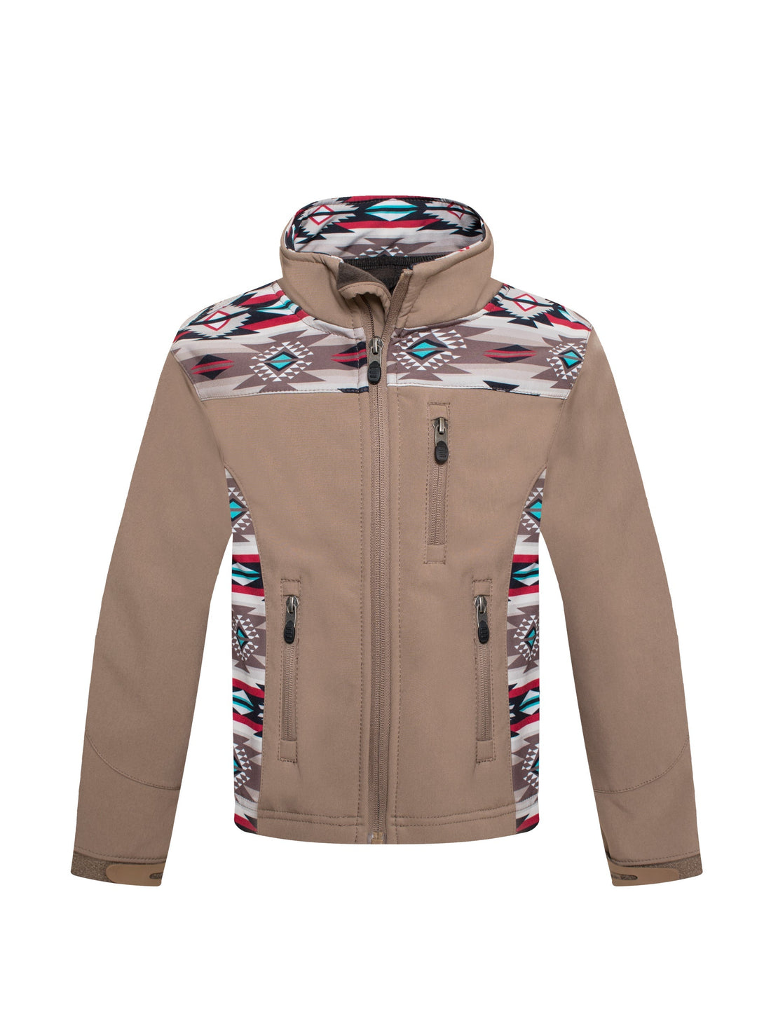 Boys Soft Shell Aztec Print Jacket -BNJ650-AZ-KHAKI/BROWN - Rodeo Clothing wholesale 
