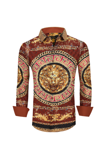 Mens Luxury Brand Printed Silk Like Shirts-HLS2002L-503 - Rodeo Clothing wholesale 