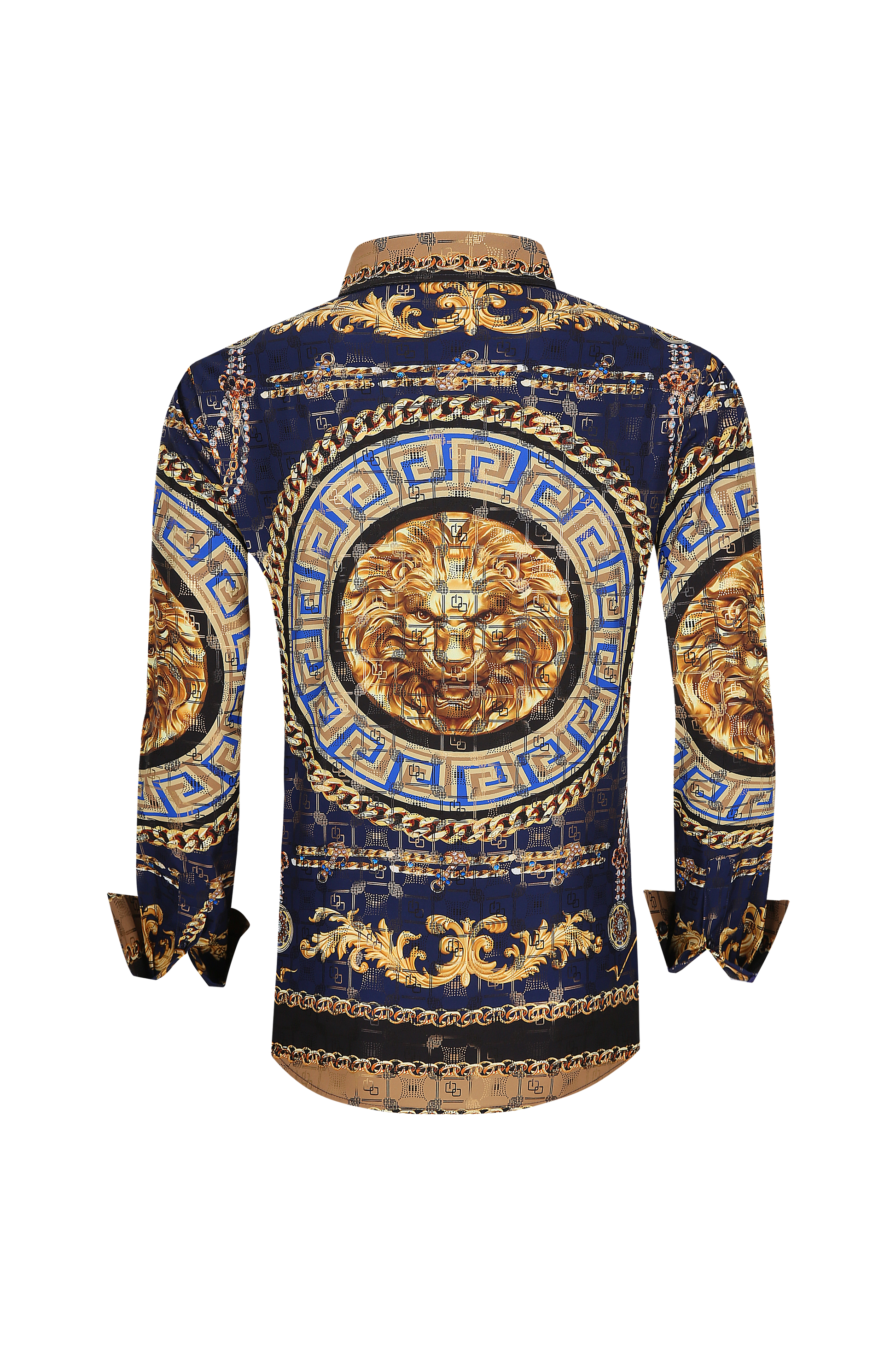 Mens Luxury Brand Printed Silk Like Shirts-HLS2002L-504 - Rodeo Clothing wholesale 