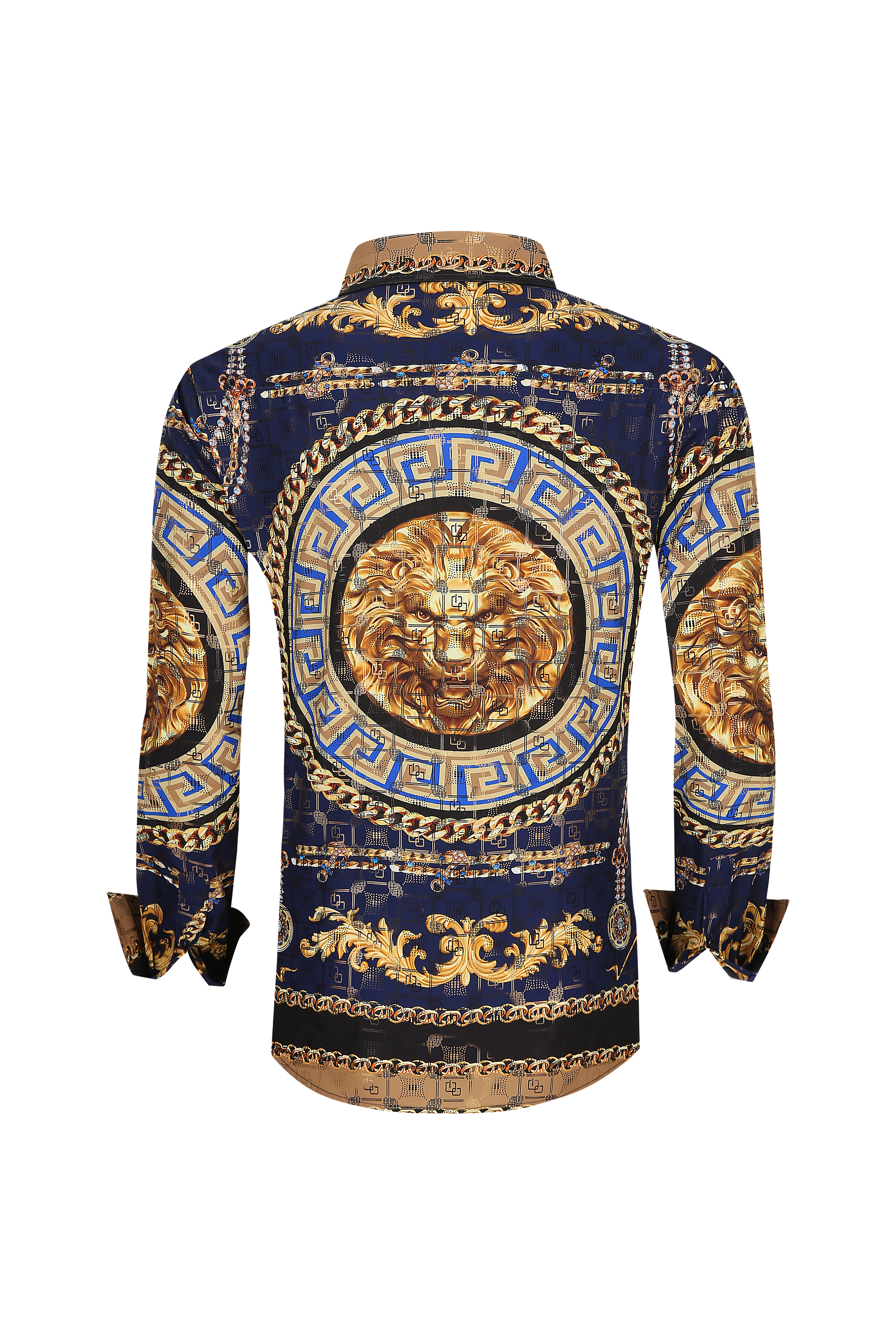 Mens Luxury Brand Printed Silk Like Shirts-HLS2002L-504 - Rodeo Clothing wholesale 