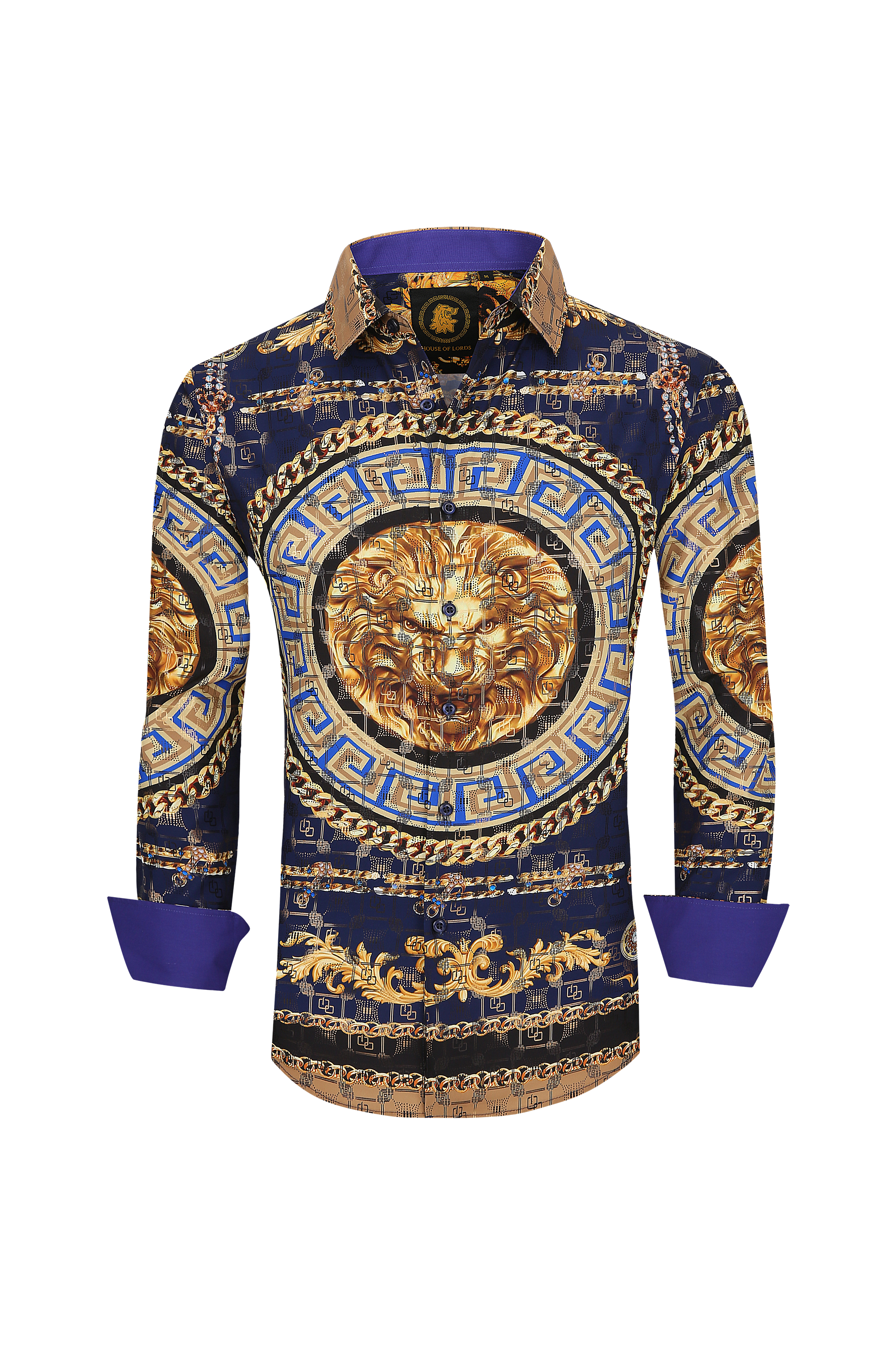 Mens Luxury Brand Printed Silk Like Shirts-HLS2002L-504 - Rodeo Clothing wholesale 