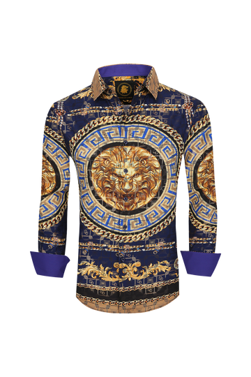 Mens Luxury Brand Printed Silk Like Shirts-HLS2002L-504 - Rodeo Clothing wholesale 