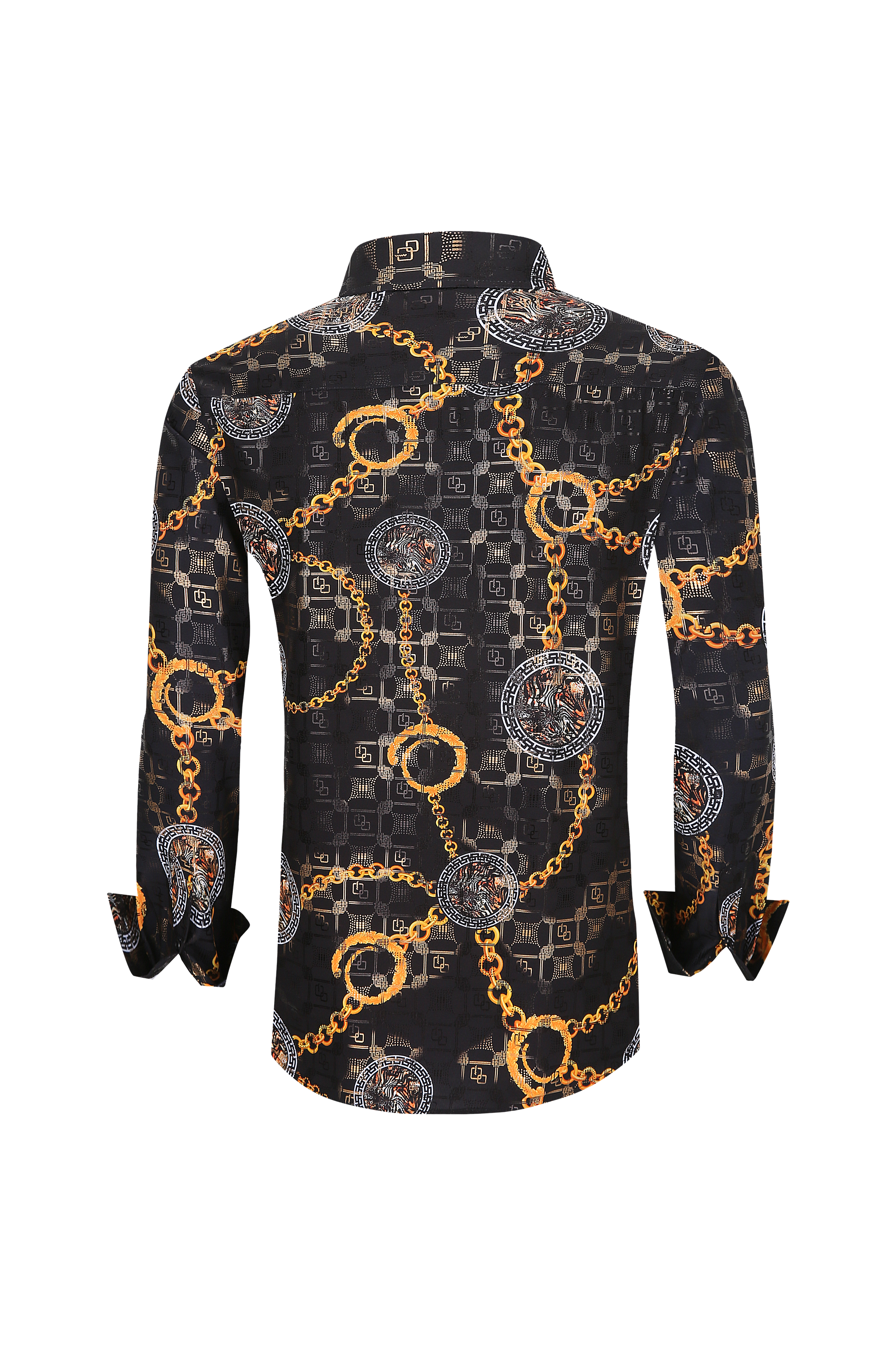 Mens Luxury Brand Printed Silk Like Shirts-HLS2002L-505 - Rodeo Clothing wholesale 