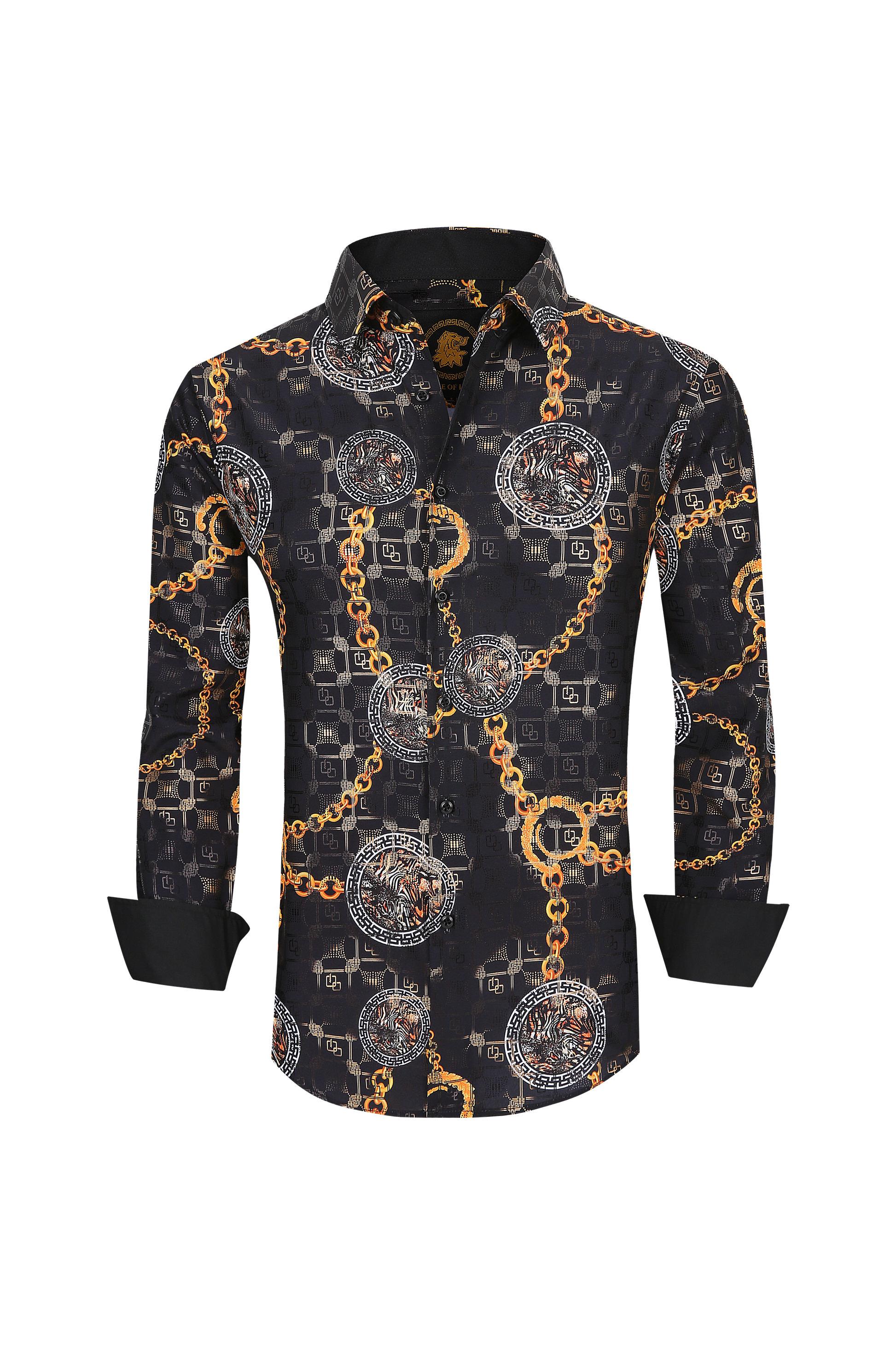 Mens Luxury Brand Printed Silk Like Shirts-HLS2002L-505 - Rodeo Clothing wholesale 