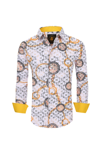 Mens Luxury Brand Printed Silk Like Shirts-HLS2002L-506 - Rodeo Clothing wholesale 