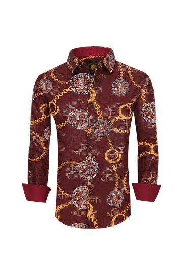 Mens Luxury Brand Printed Silk Like Shirts-HLS2002L-507 - Rodeo Clothing wholesale 