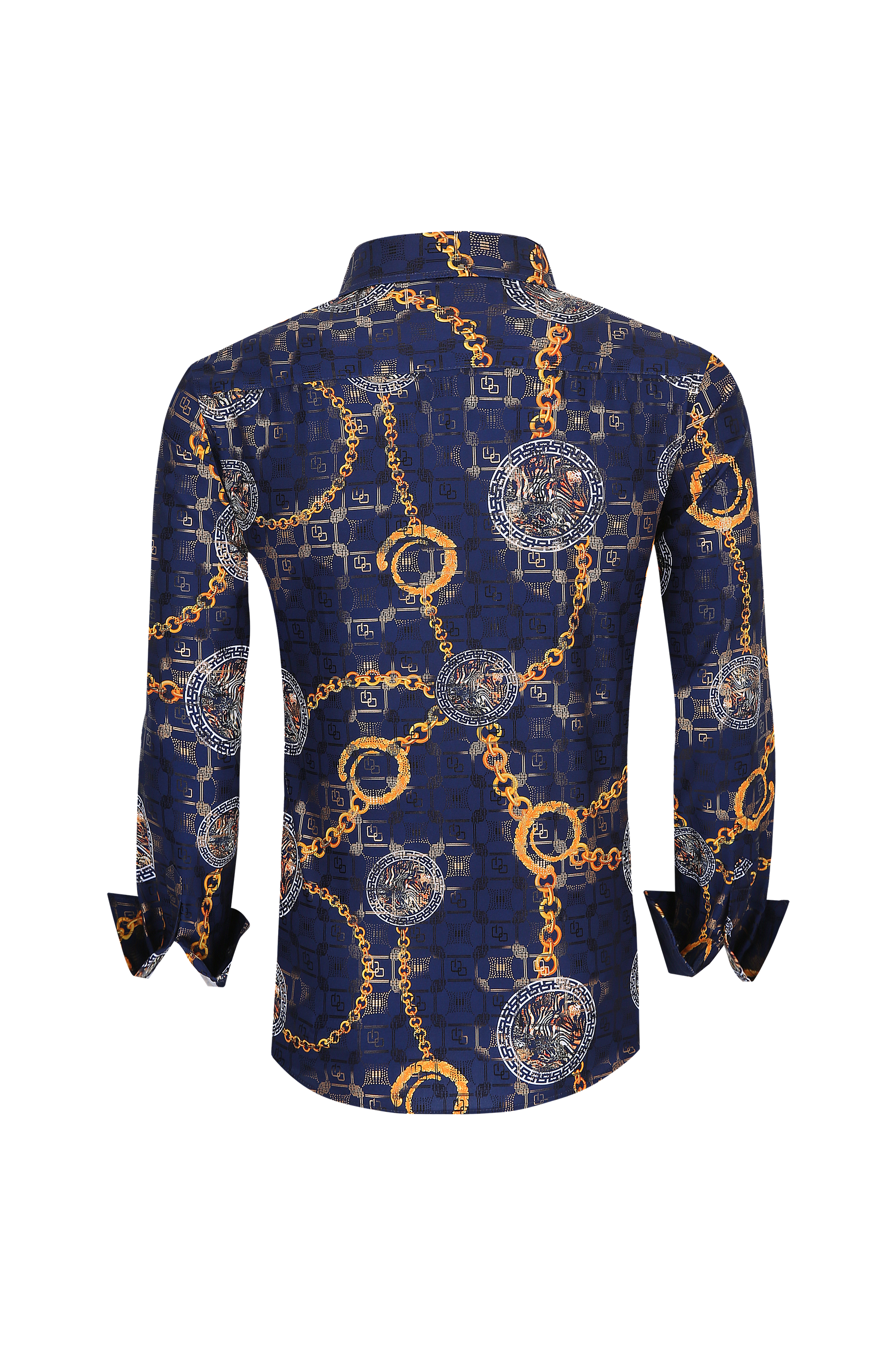 Mens Luxury Brand Printed Silk Like Shirts-HLS2002L-508 - Rodeo Clothing wholesale 