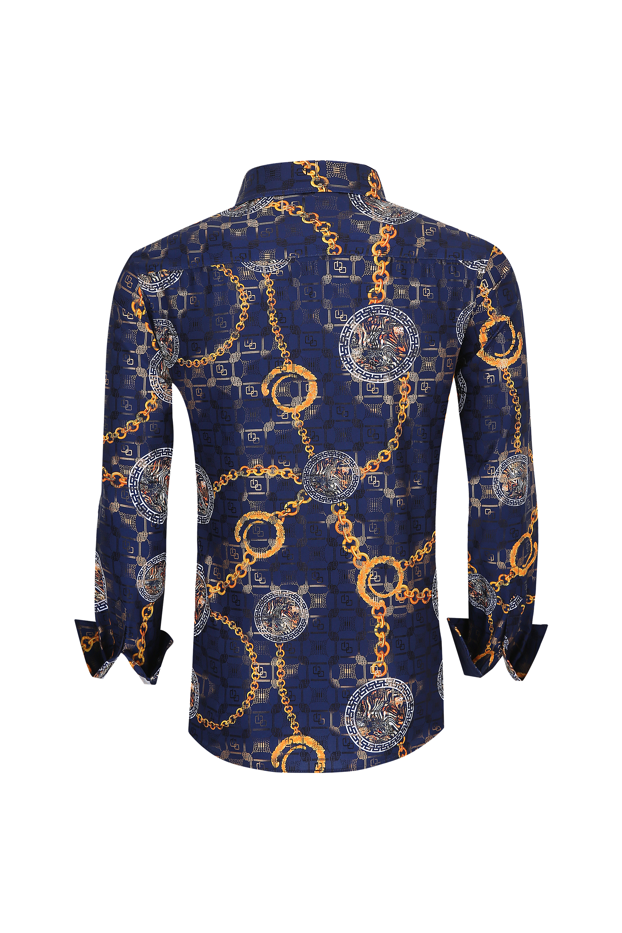 Mens Luxury Brand Printed Silk Like Shirts-HLS2002L-508 - Rodeo Clothing wholesale 