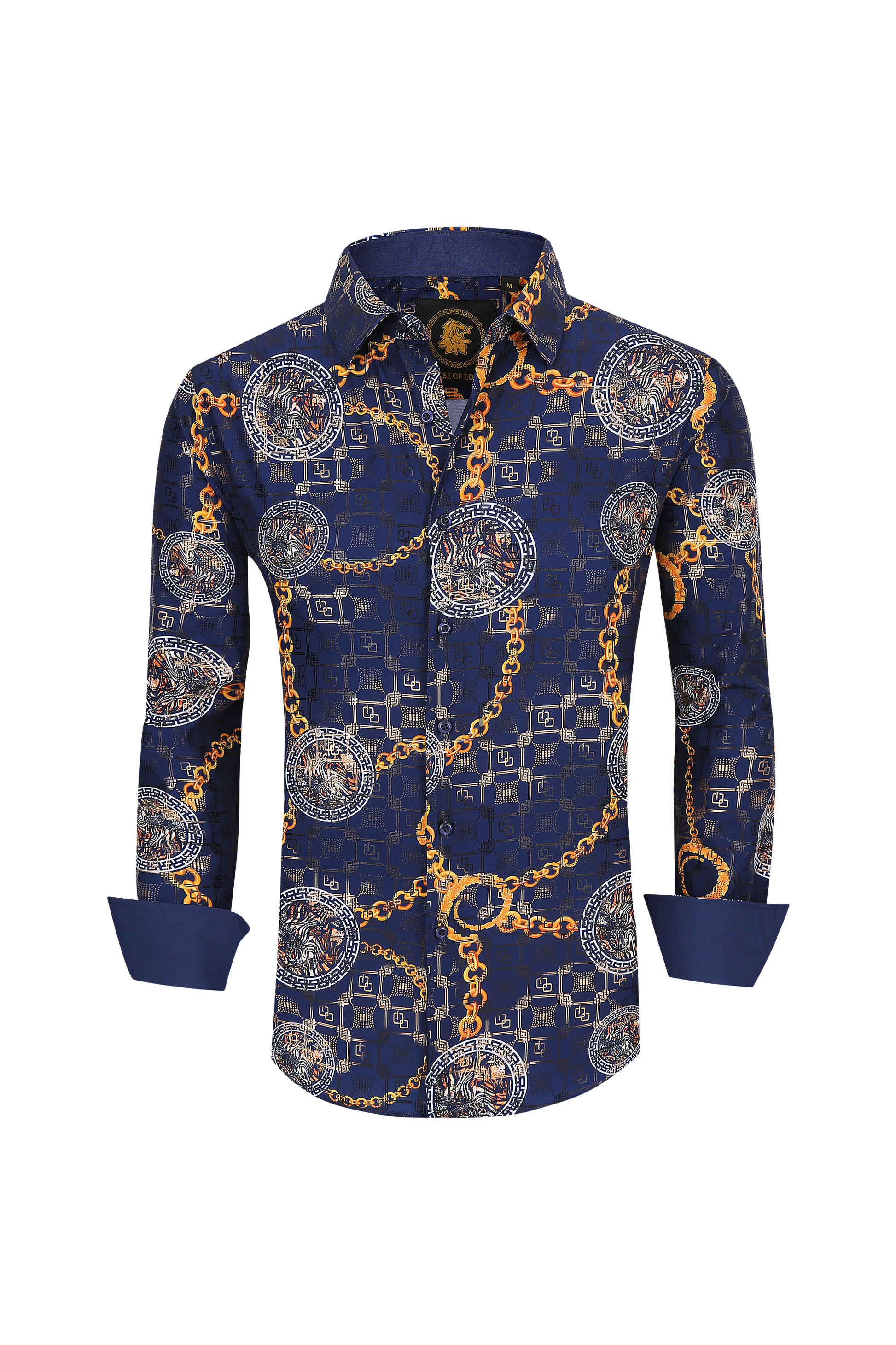Mens Luxury Brand Printed Silk Like Shirts-HLS2002L-508 - Rodeo Clothing wholesale 