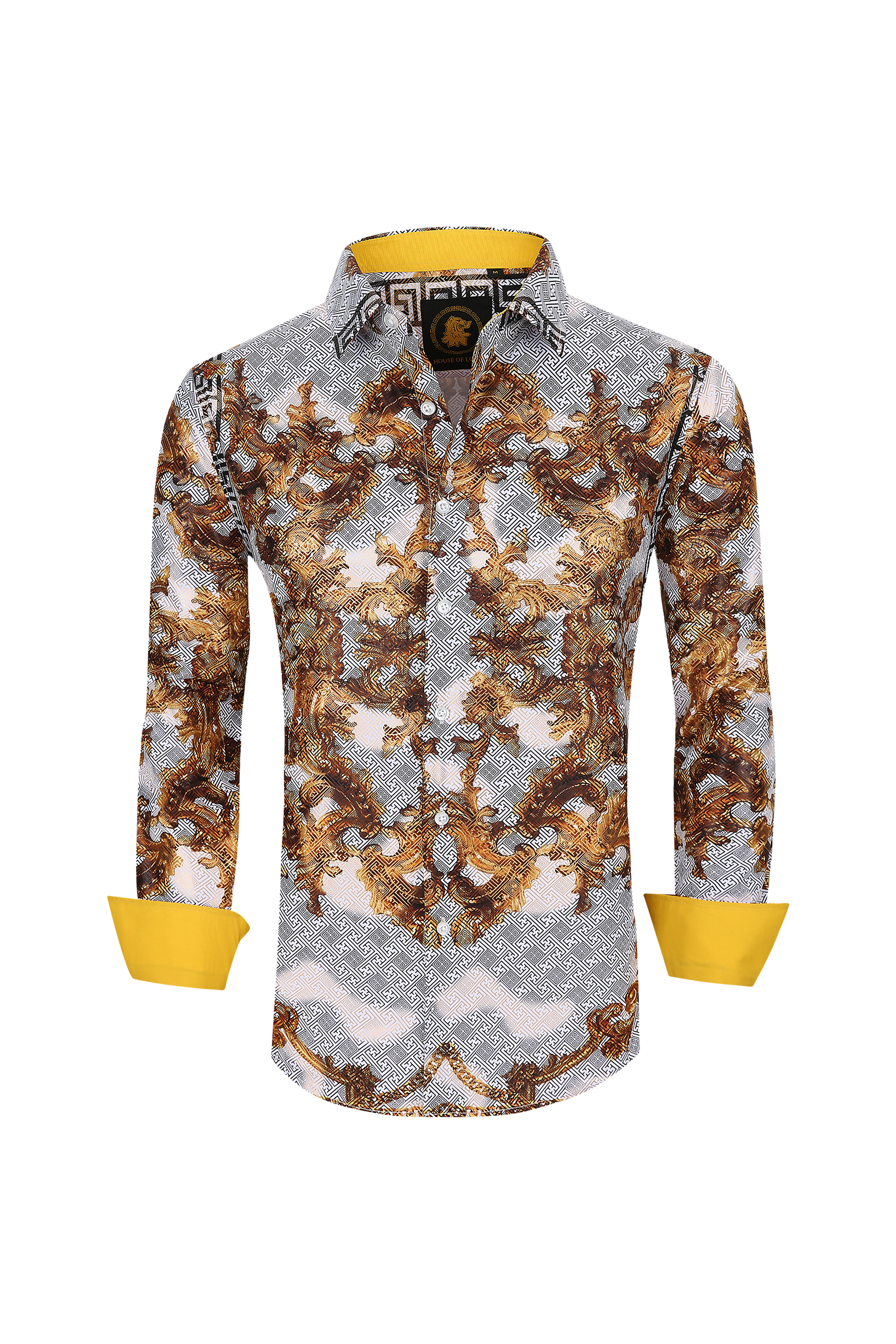Mens Luxury Brand Printed Silk Like Shirts-HLS2002L-509 - Rodeo Clothing wholesale 