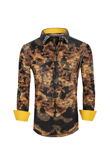 Mens Luxury Brand Printed Silk Like Shirts-HLS2002L-510 - Rodeo Clothing wholesale 