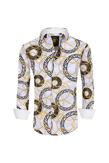 Mens Luxury Brand Printed Silk Like Shirts-HLS2002L-513 - Rodeo Clothing wholesale 