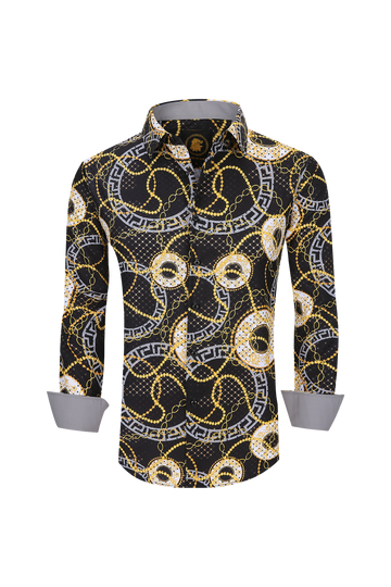 Mens Luxury Brand Printed Silk Like Shirts-HLS2002L-514 - Rodeo Clothing wholesale 