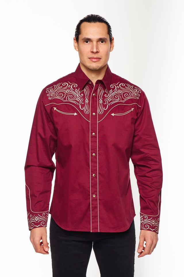 Men's Western Cowboy Embroidery Shirt-PS500L-550 - Rodeo Clothing wholesale 