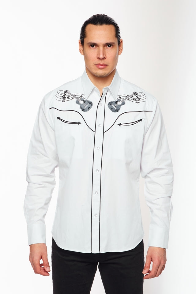 Men's Western Cowboy Embroidery Shirt-PS500L-559 - Rodeo Clothing wholesale 
