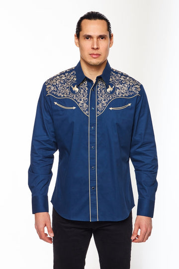 Men's Western Cowboy Embroidery Shirt-PS500L-561 - Rodeo Clothing wholesale 
